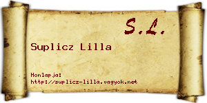 Suplicz Lilla névjegykártya